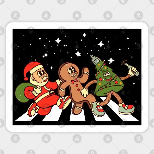 Christmas Road, Santa Claus, Gingerbread man, Christmas tree Sticker by Megadorim